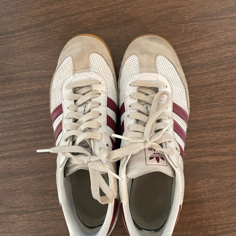 Adidas White and Burgundy Sneakers